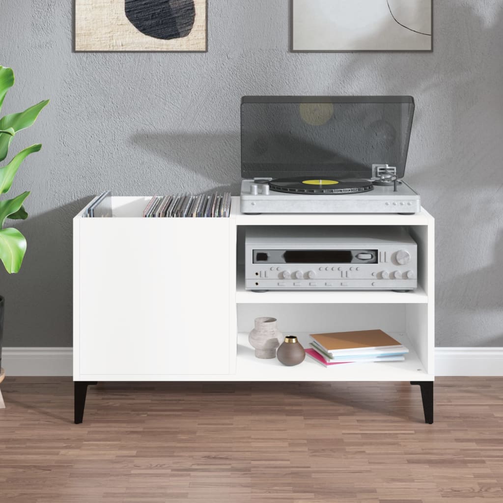 Mobile Porta Dischi Bianco 84,5x38x48 cm in Legno Multistrato - homemem39