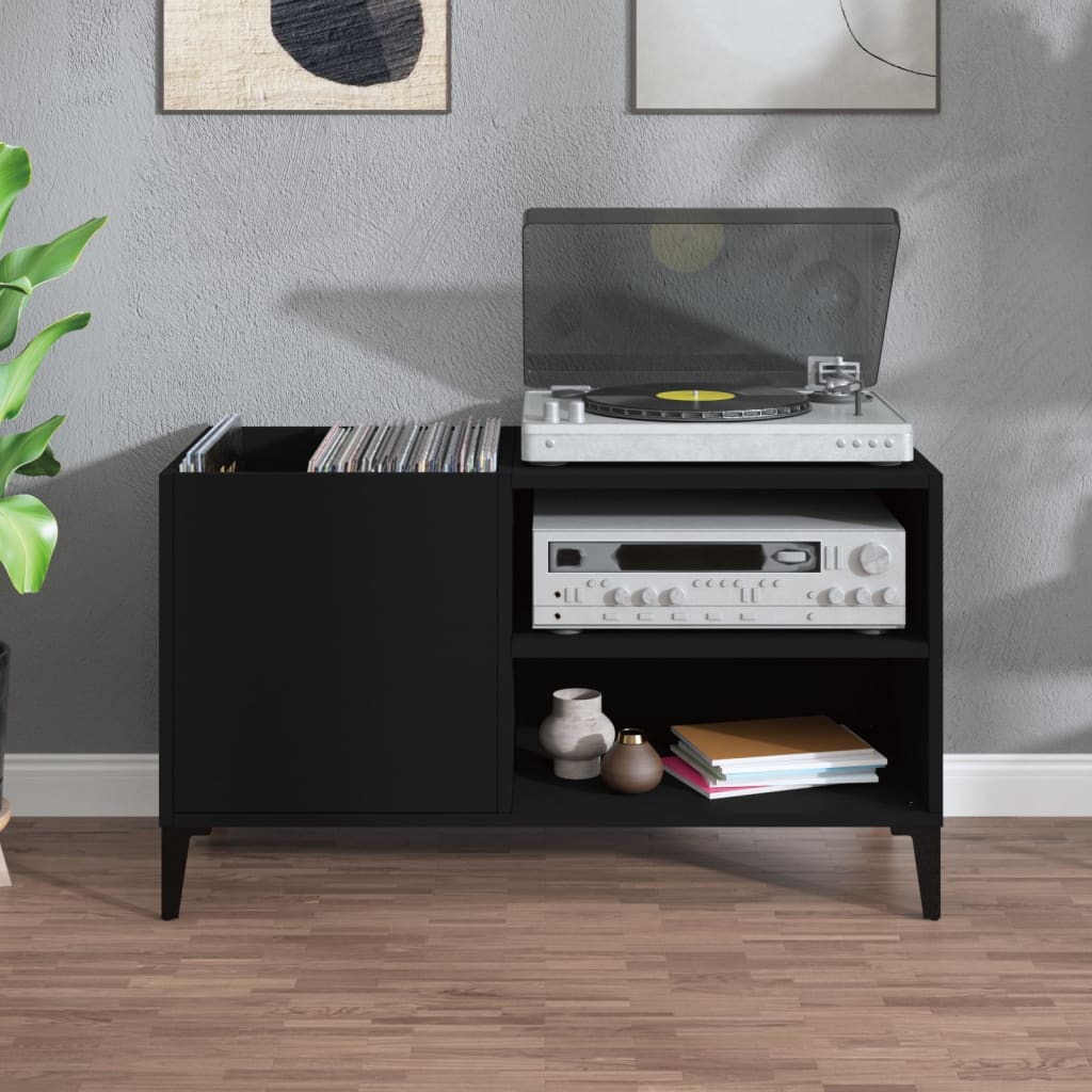 Mobile Porta Dischi Nero 84,5x38x48 cm in Legno Multistrato - homemem39