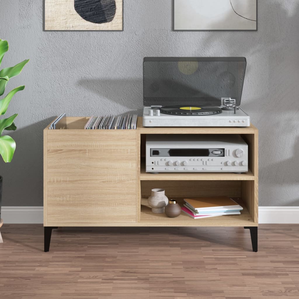 Mobile Porta Dischi Rovere Sonoma 84,5x38x48 Legno Multistrato - homemem39