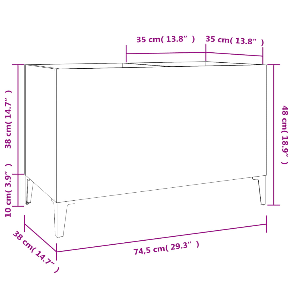 Mobile Porta Dischi Rovere Fumo 74,5x38x48 cm Legno Multistrato | homemem39