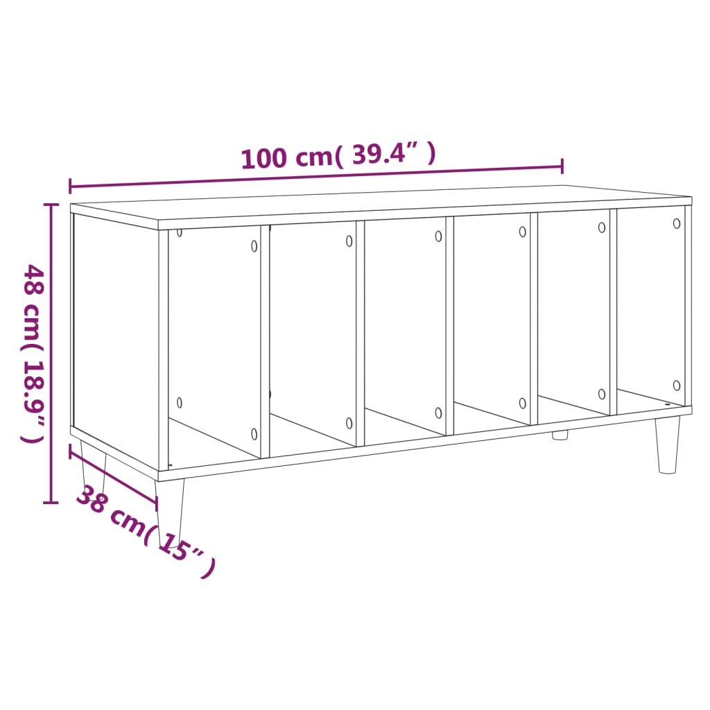 Mobile Porta Dischi Rovere Marrone 100x38x48 Legno Multistrato - homemem39
