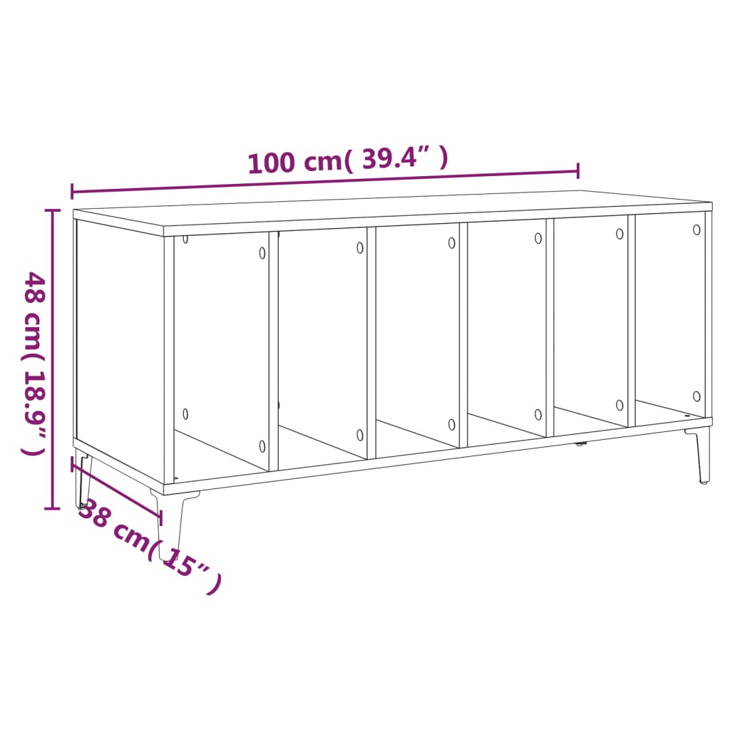 Mobile Porta Dischi Bianco 100x38x48 cm in Legno Multistrato - homemem39