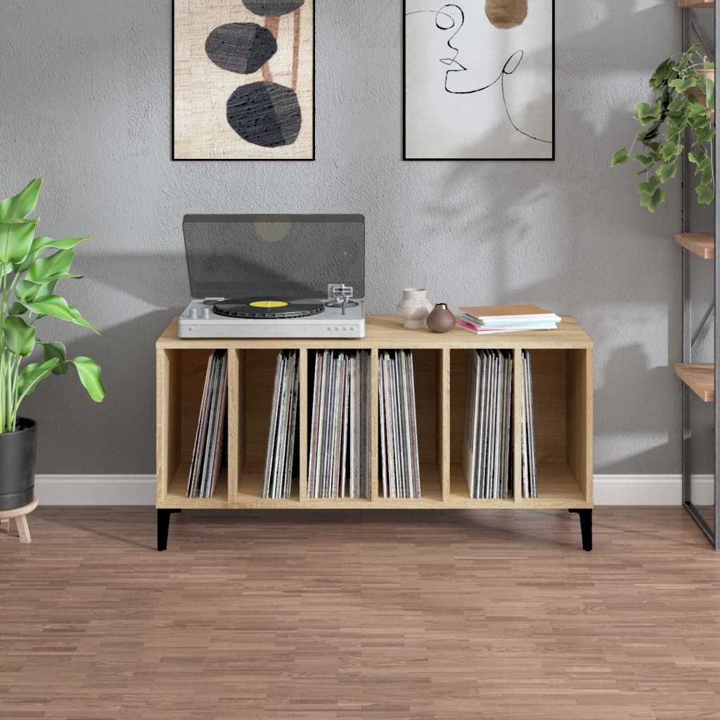 Mobile Porta Dischi Rovere Sonoma 100x38x48cm Legno Multistrato - homemem39