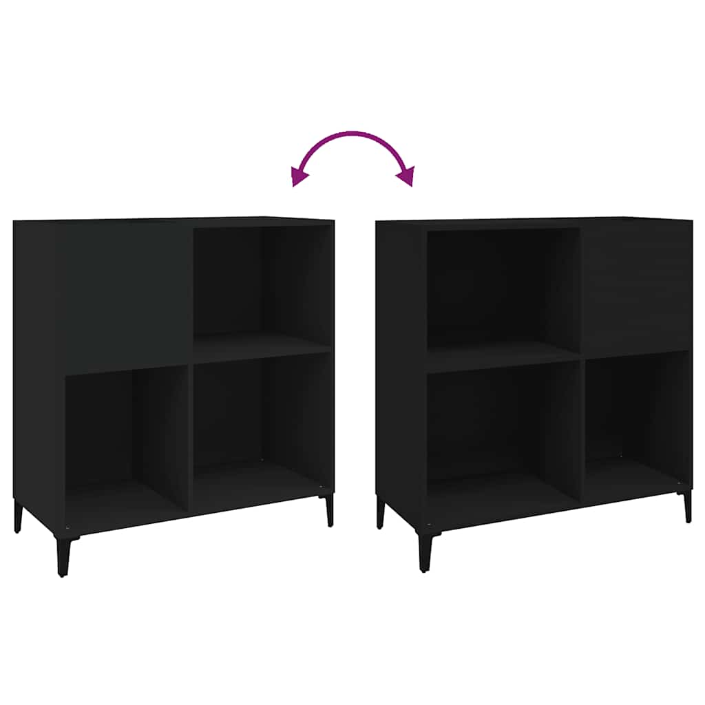 Mobile Porta Dischi Nero 84,5x38x89 cm in Legno Multistrato - homemem39