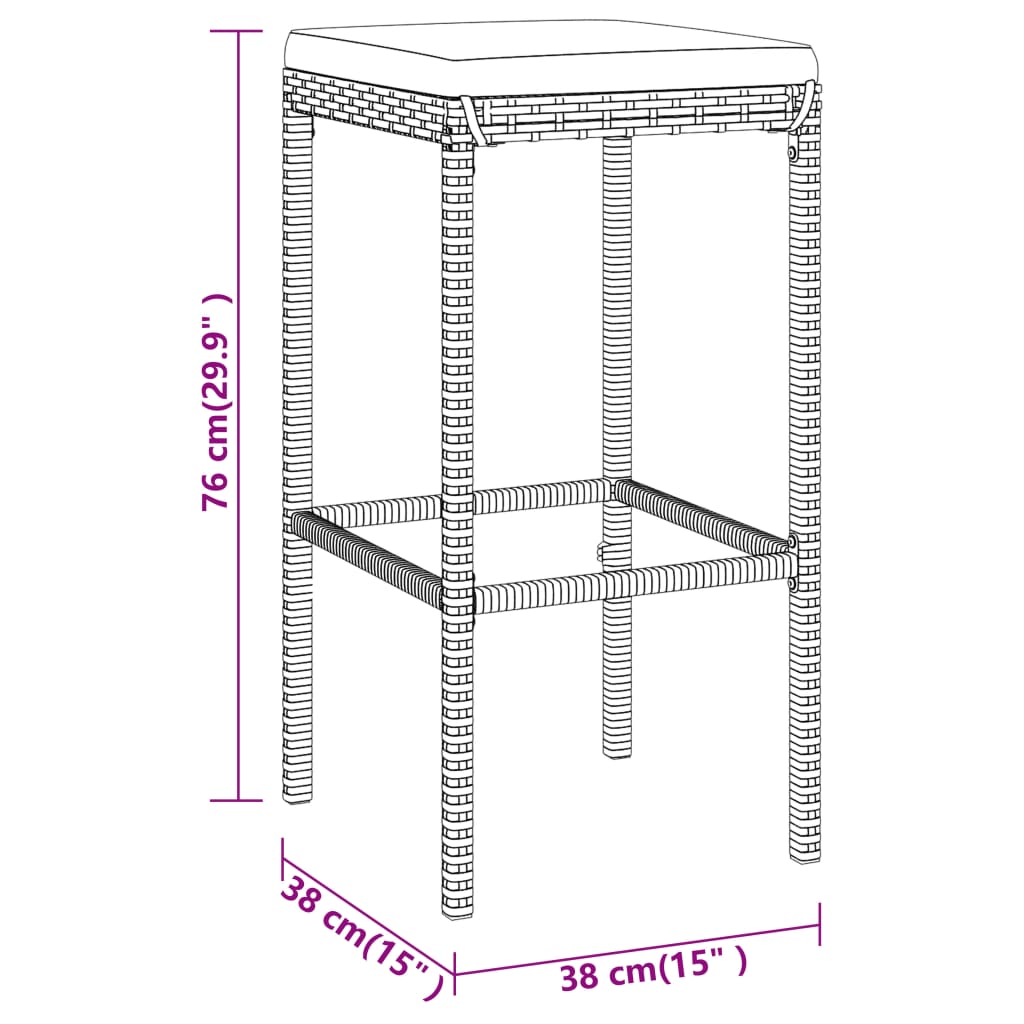 Set Bar da Giardino 11 pz con Cuscini in Polyrattan Grigio | homemem39