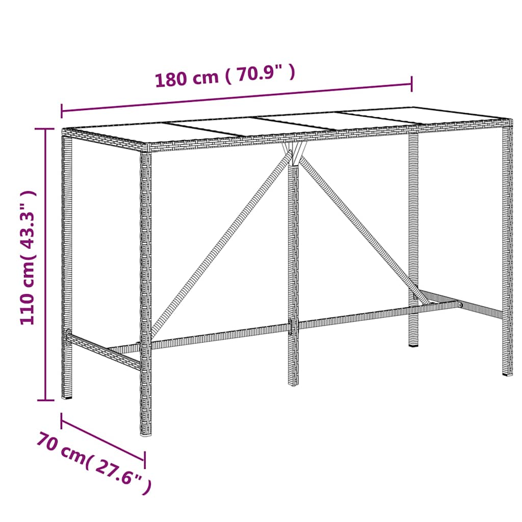 Set Bar Giardino 11pz Grigio Polyrattan e Legno Massello Acacia | homemem39
