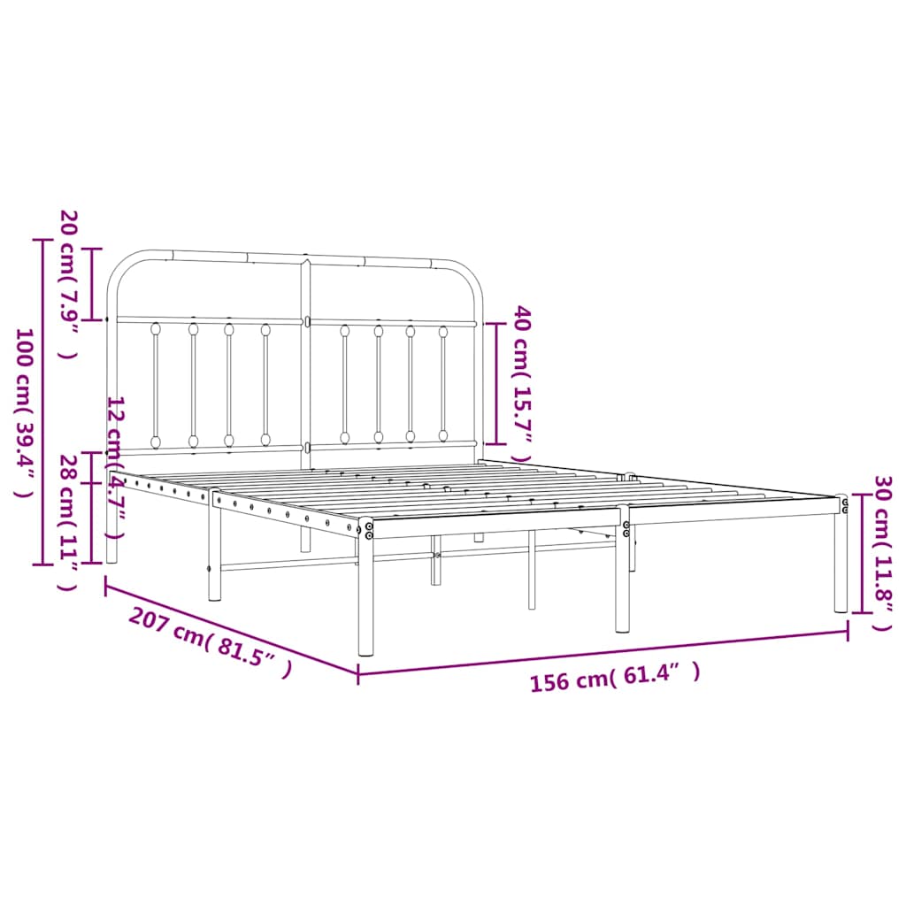 Giroletto con Testiera Metallo Bianco 150x200 cm | homemem39