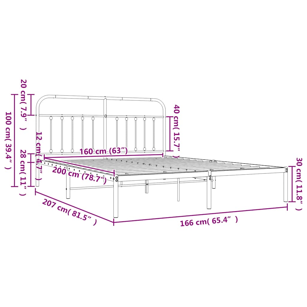 Giroletto con Testiera Metallo Bianco 160x200 cm | homemem39