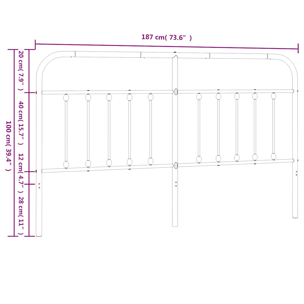 Testiera di Ricambio in Metallo Bianco 180 cm | homemem39