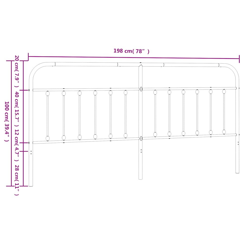 Testiera di Ricambio in Metallo Bianco 193 cm | homemem39