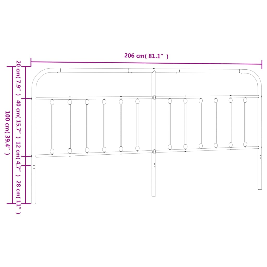 Testiera di Ricambio in Metallo Bianco 200 cm | homemem39