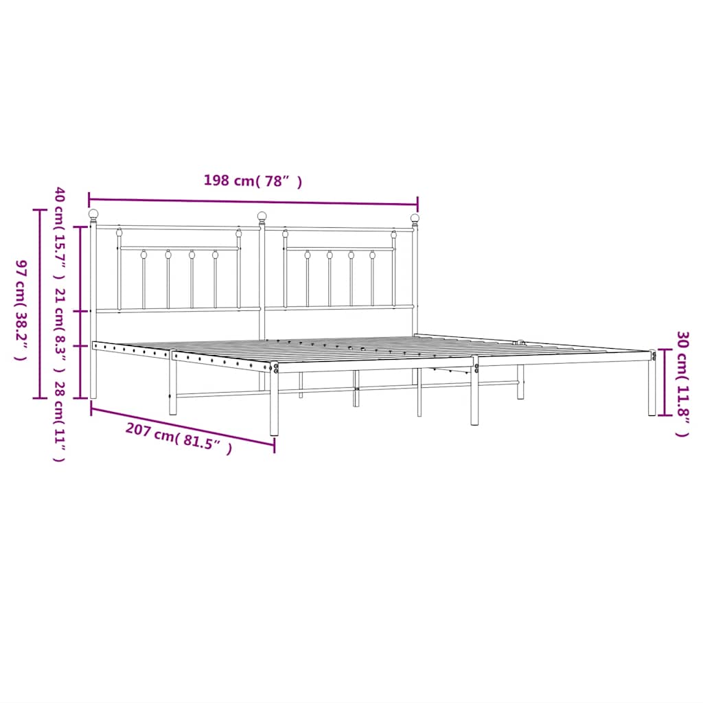 Giroletto con Testiera in Metallo Nero 193x203 cm - homemem39