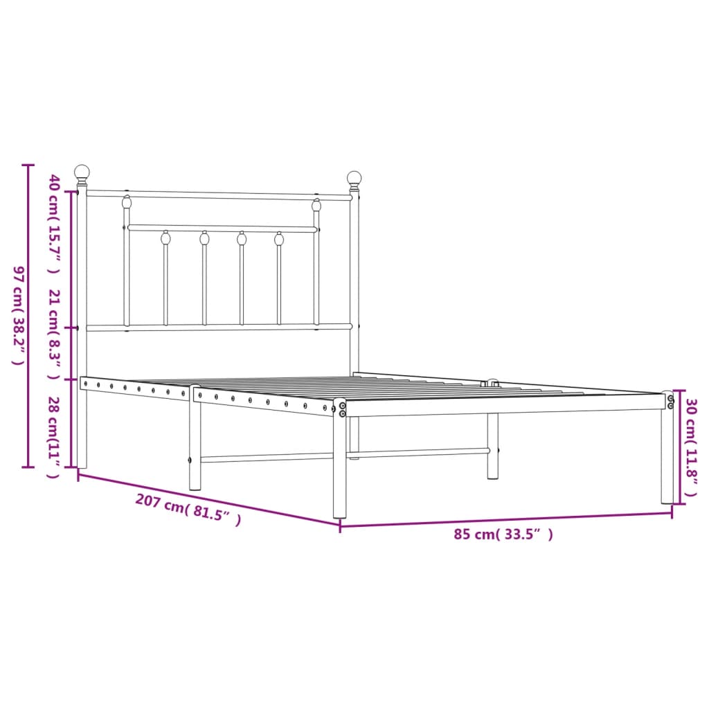 Giroletto con Testiera Metallo Bianco 80x200 cm | homemem39