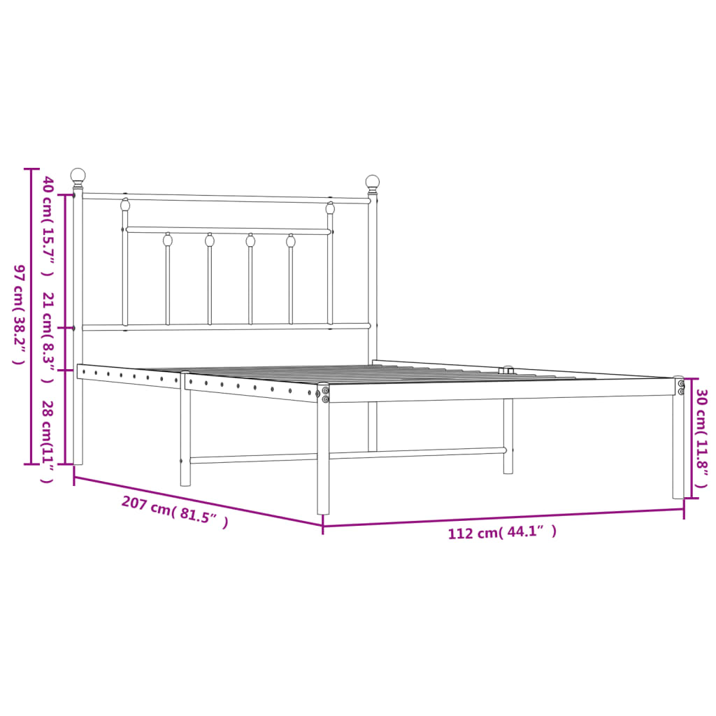 Giroletto con Testiera Metallo Bianco 107x203 cm