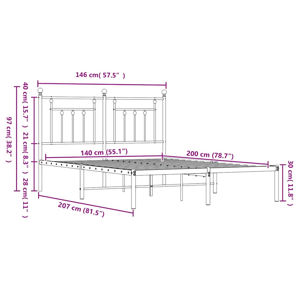 Giroletto con Testiera Metallo Bianco 140x200 cm | homemem39