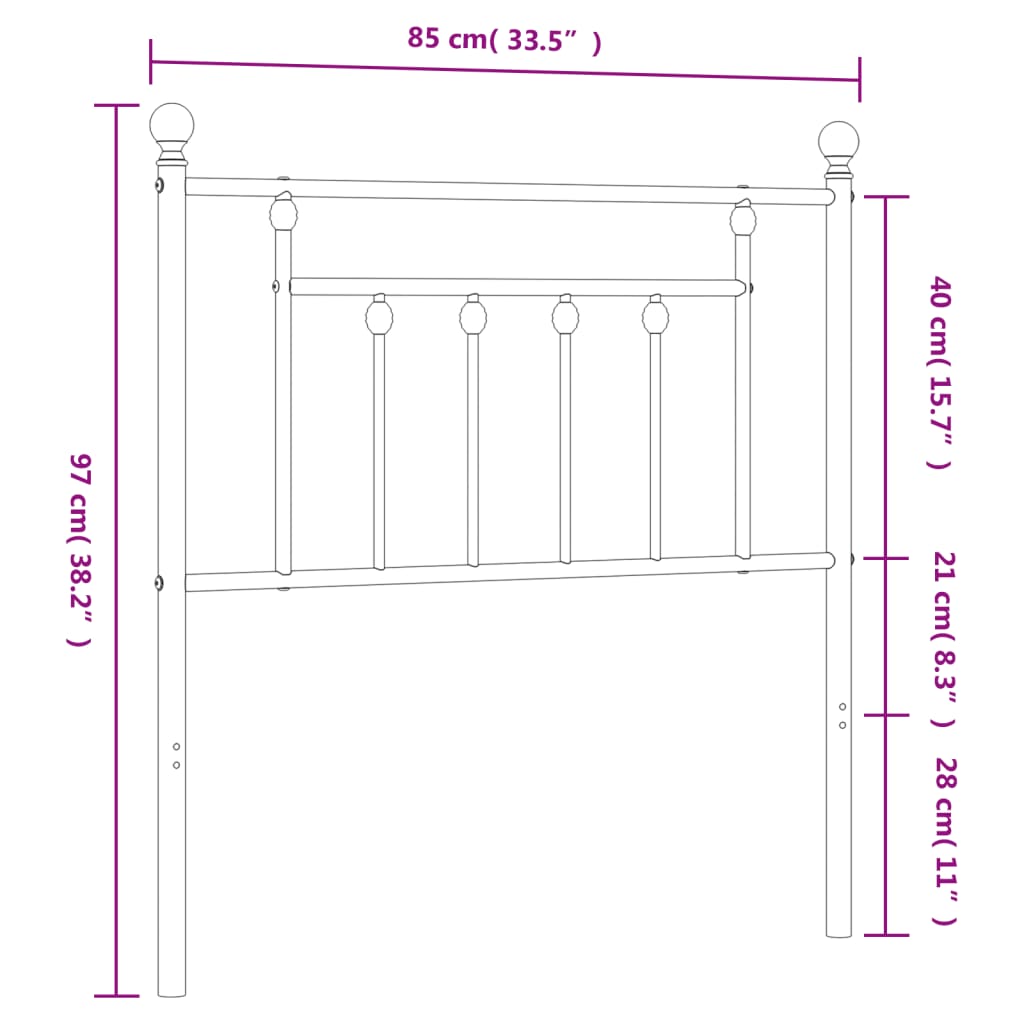 Testiera di Ricambio in Metallo Bianco 80 cm | homemem39