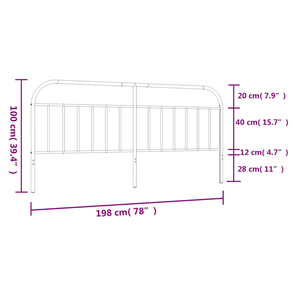 Testiera in Metallo Nero 193 cm - homemem39
