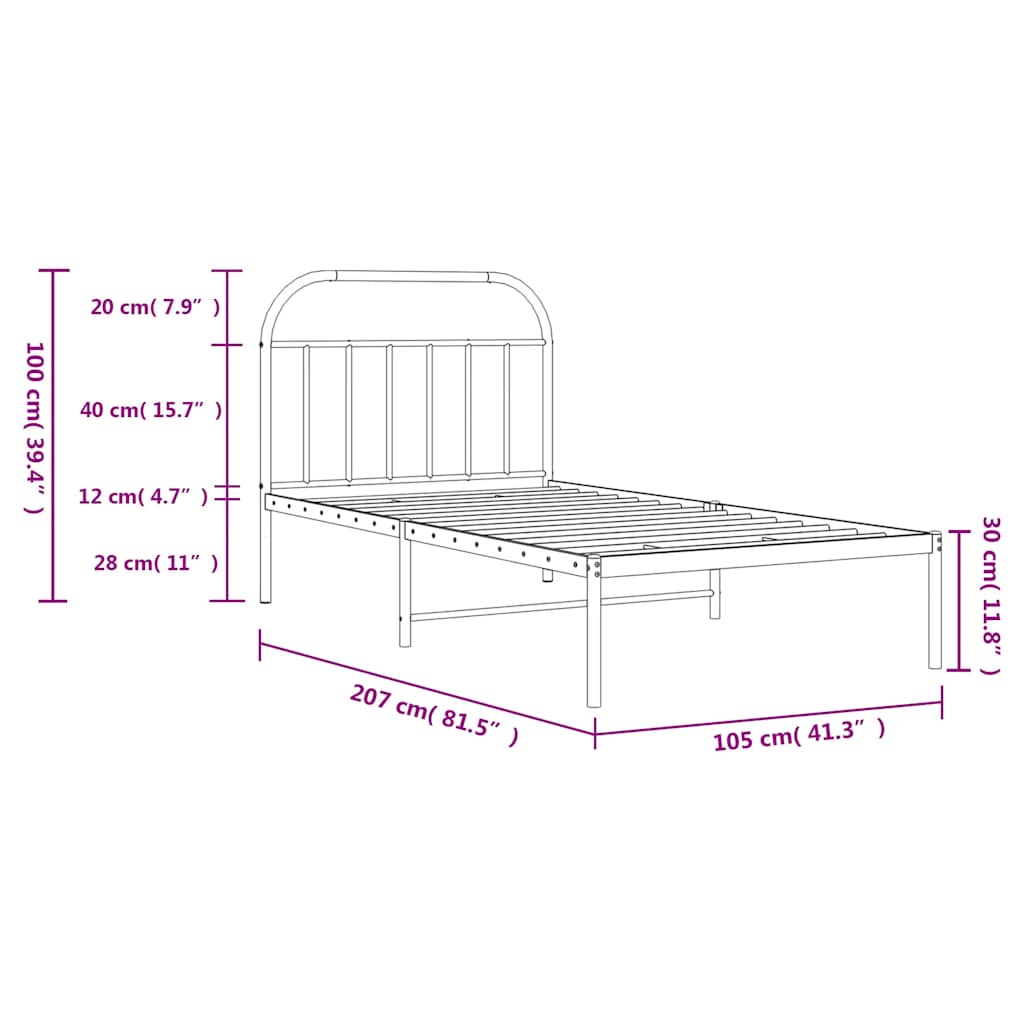 Giroletto con Testiera Metallo Bianco 100x200 cm | homemem39