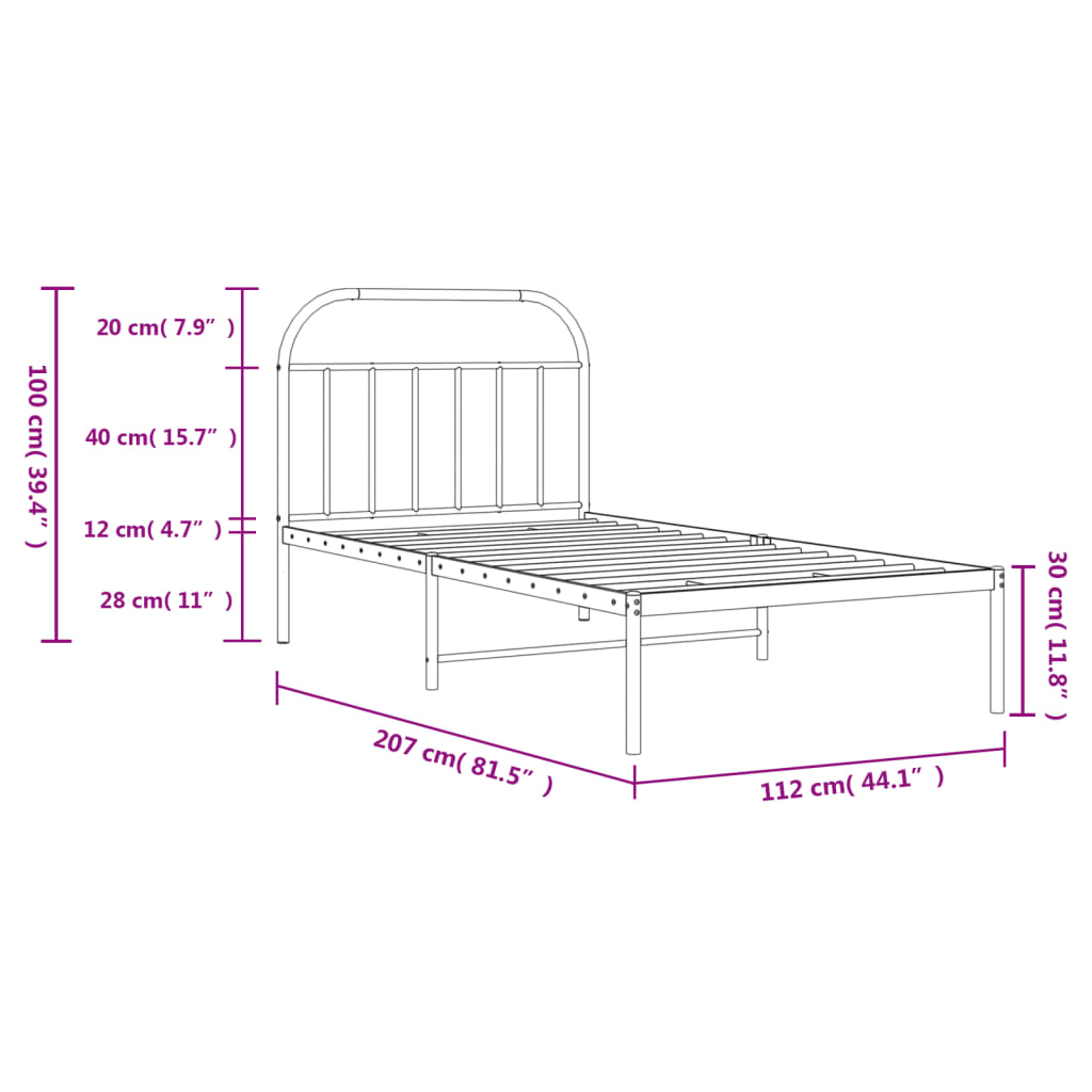 Giroletto con Testiera Metallo Bianco 107x203 cm | homemem39