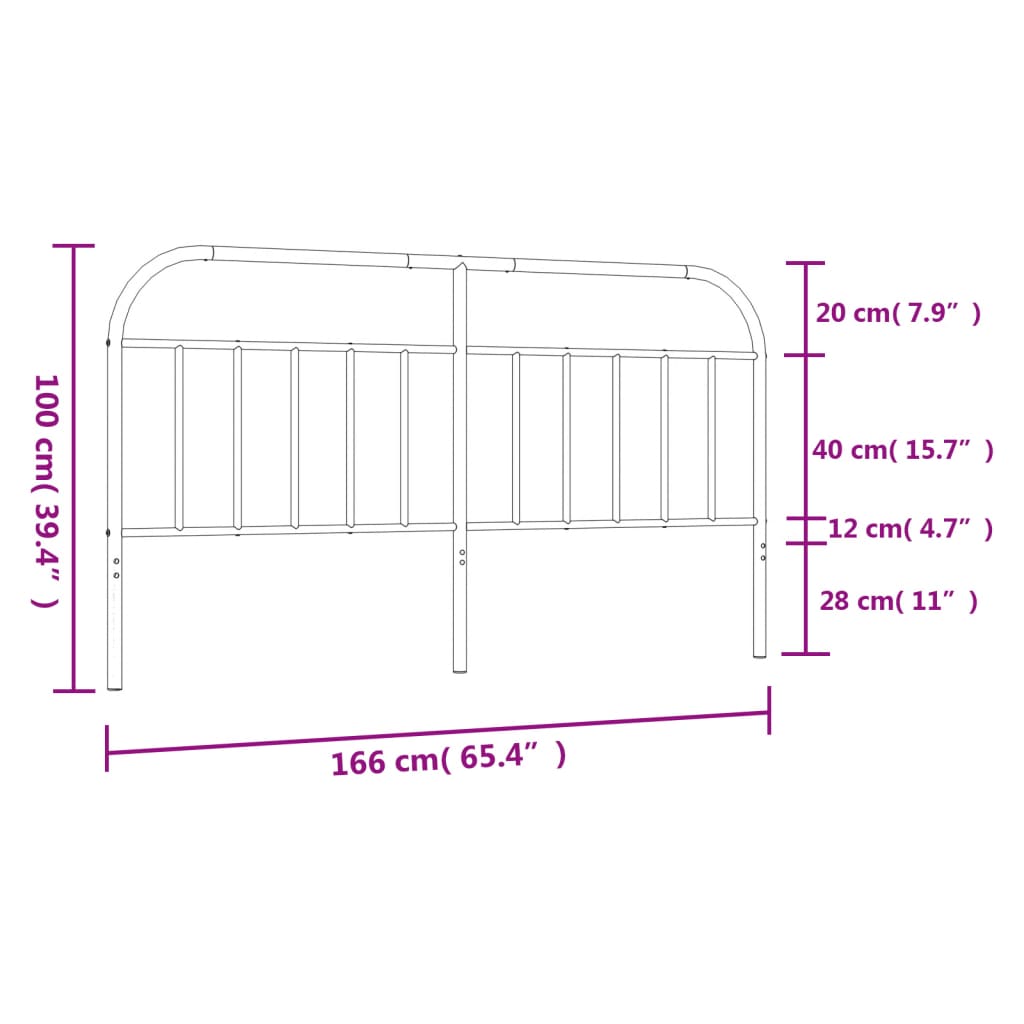 Testiera in Metallo Bianco 160 cm
