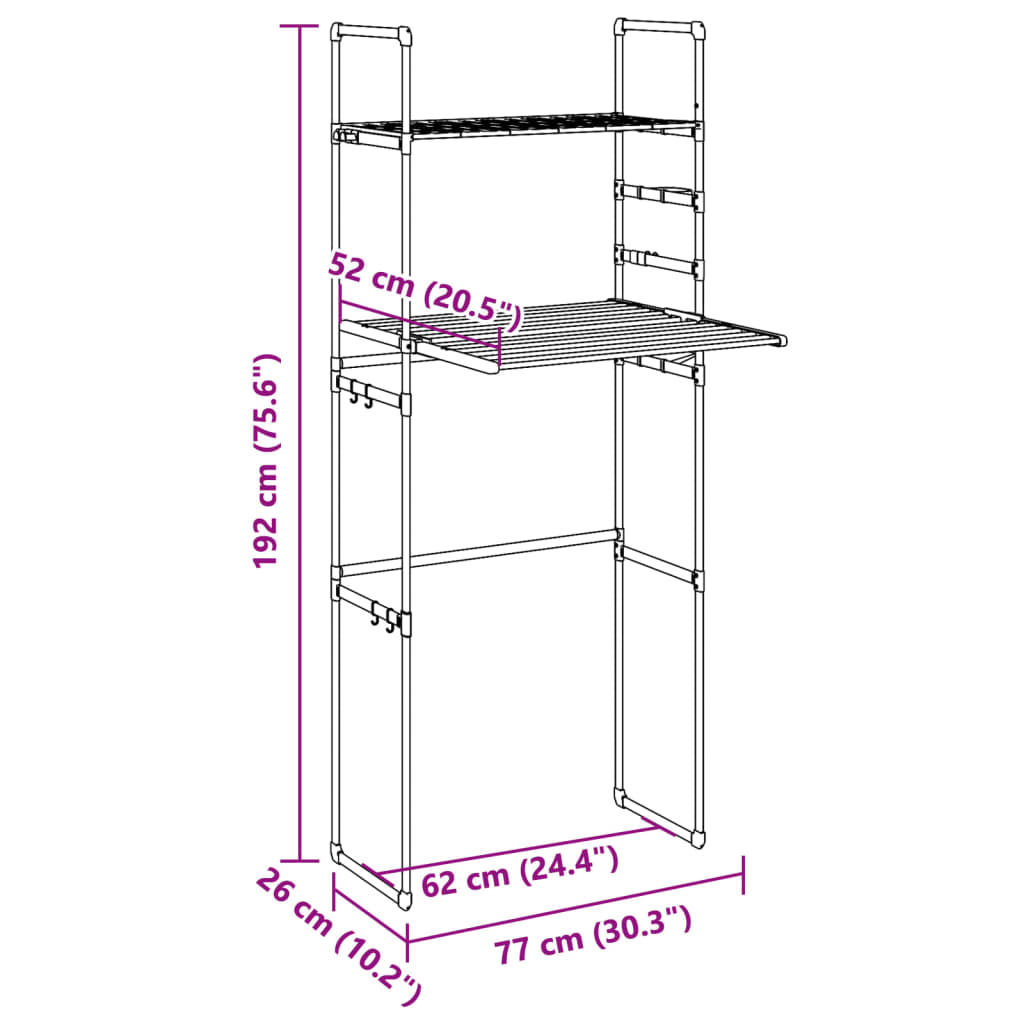 Scaffale per Lavatrice 77x52x192 cm in Alluminio - homemem39