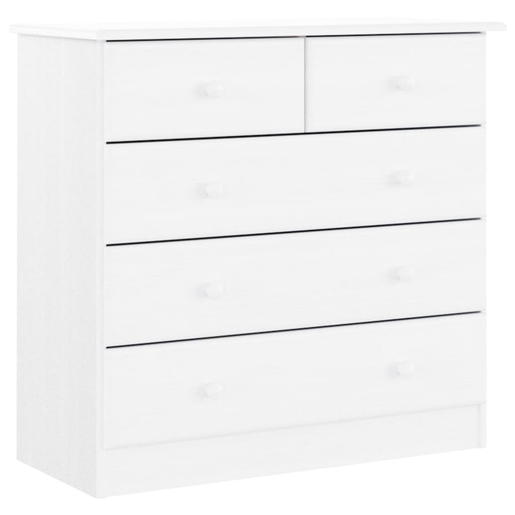 Cassettiera ALTA Bianca 77x35x73 cm in Legno Massello di Pino