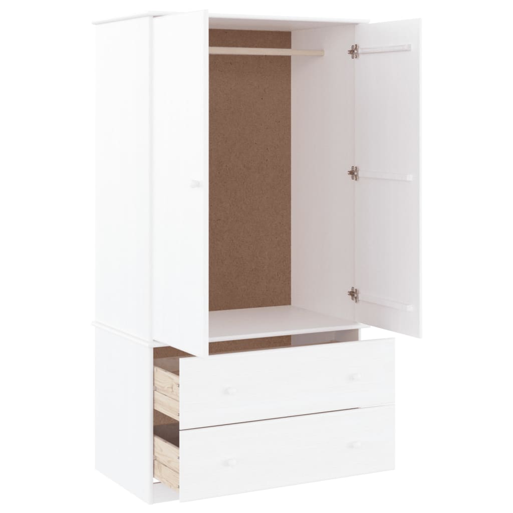 Armadio ALTA Bianco 90x55x170 cm in Legno Massello di Pino - homemem39