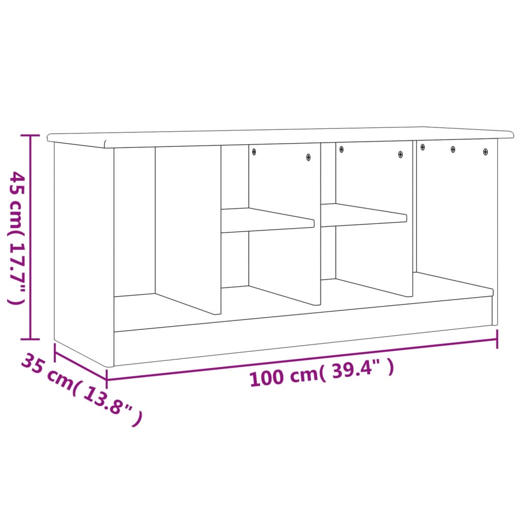 Panca Porta Scarpe ALTA Bianca 100x35x45 cm Legno Massello Pino | homemem39