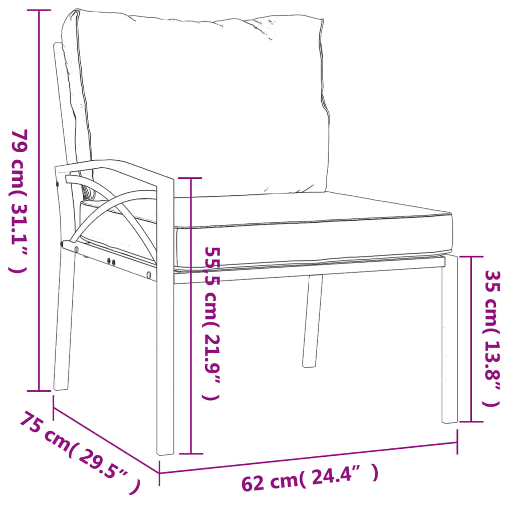 Set Salotto da Giardino 7pz con Cuscini Grigi in Acciaio | homemem39
