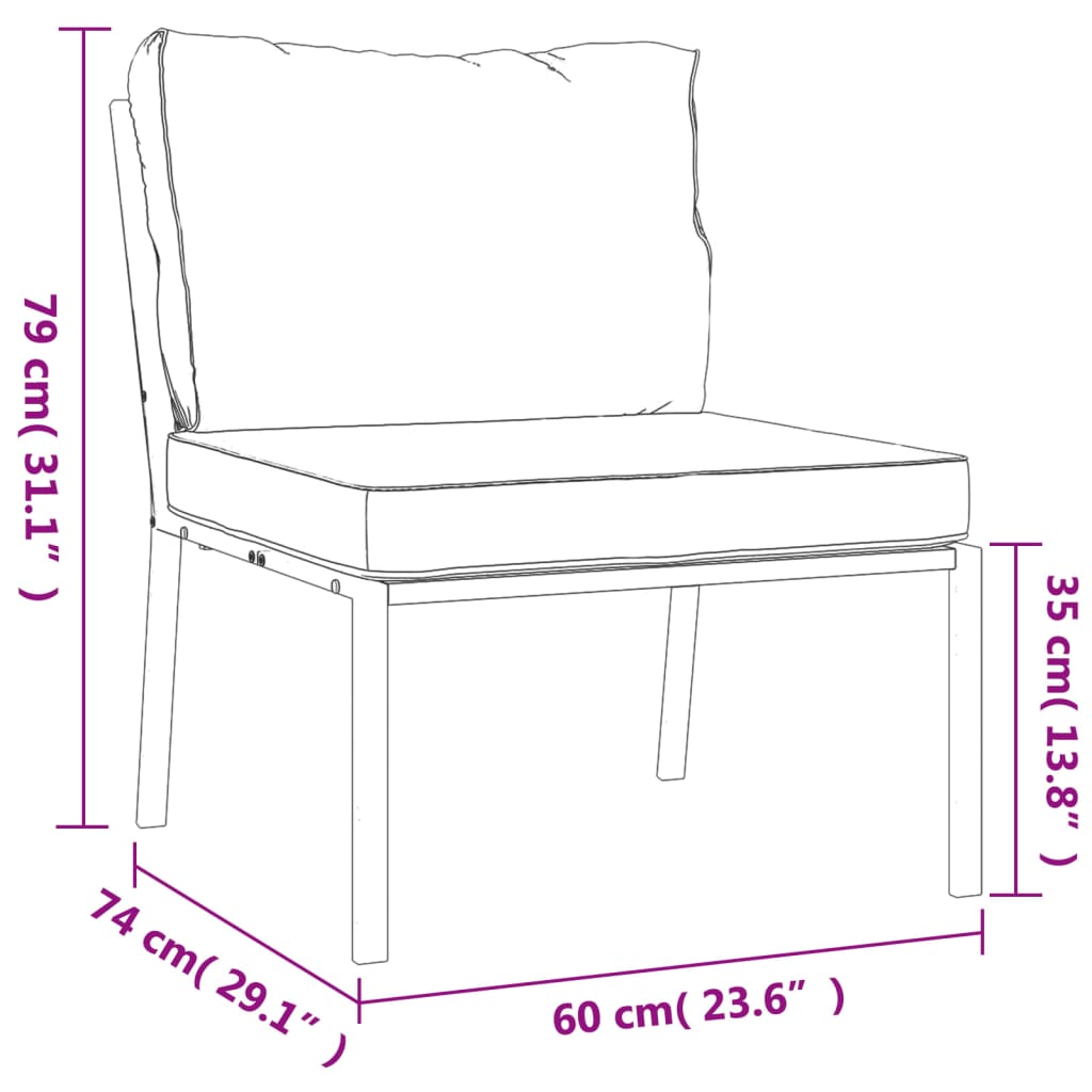 Set Salotto da Giardino 5pz con Cuscini Grigi in Acciaio | homemem39