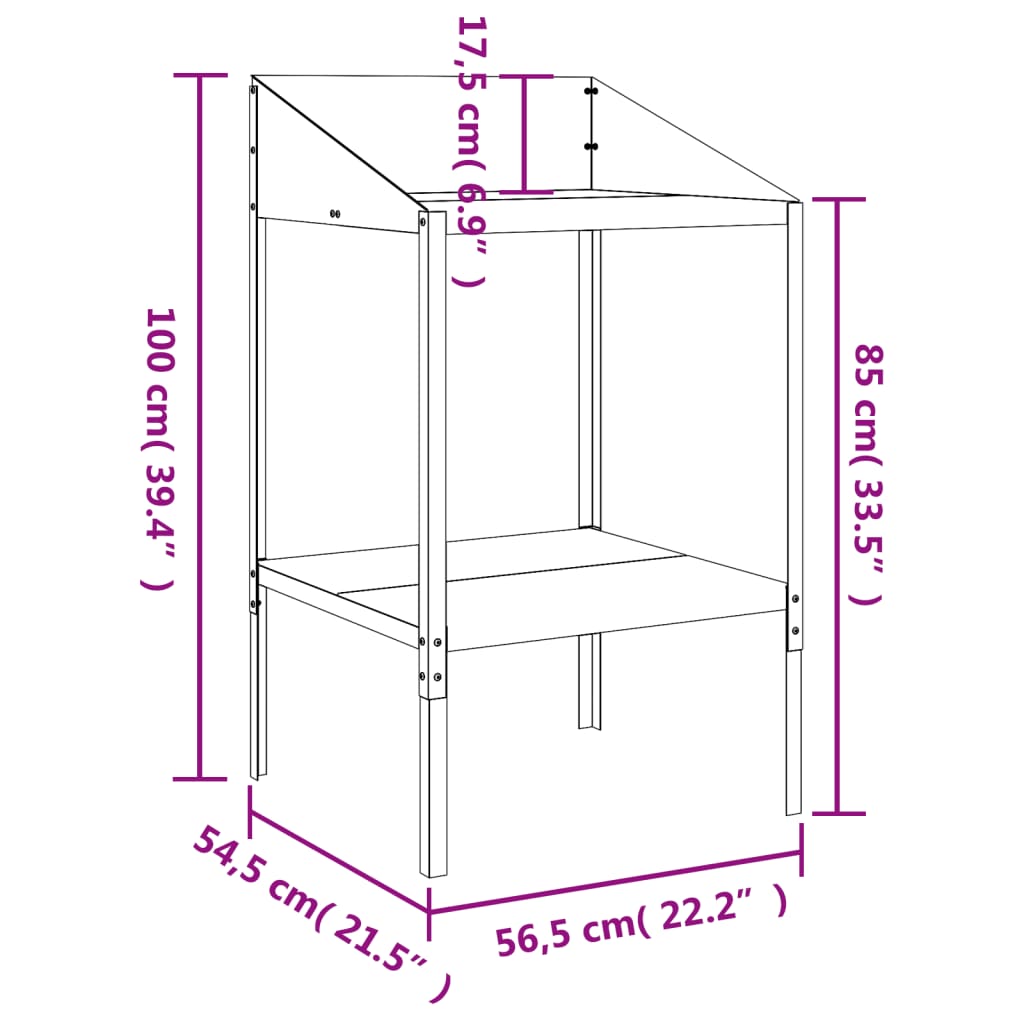 Supporto per Piante Antracite 56,5x54,5x100 cm Acciaio Zincato