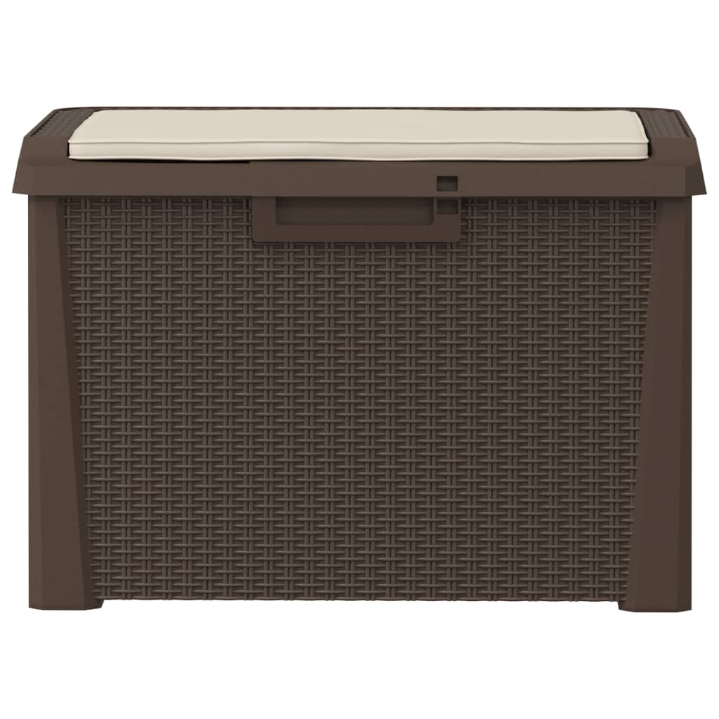 Baule da Giardino con Cuscino Seduta Marrone 125 L in PP - homemem39