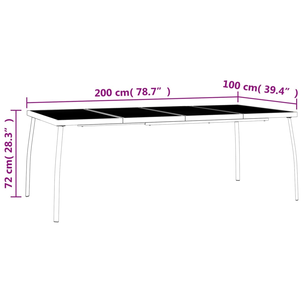 Set da Pranzo da Giardino 9 pz in Acciaio Antracite | homemem39
