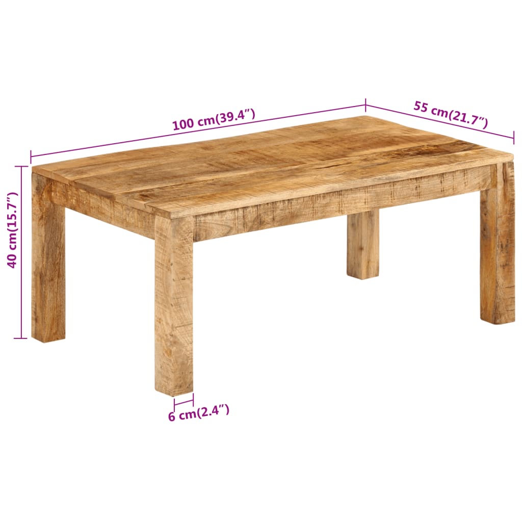 Tavolino da Salotto 100x55x40 cm in Legno Massello di Mango | homemem39