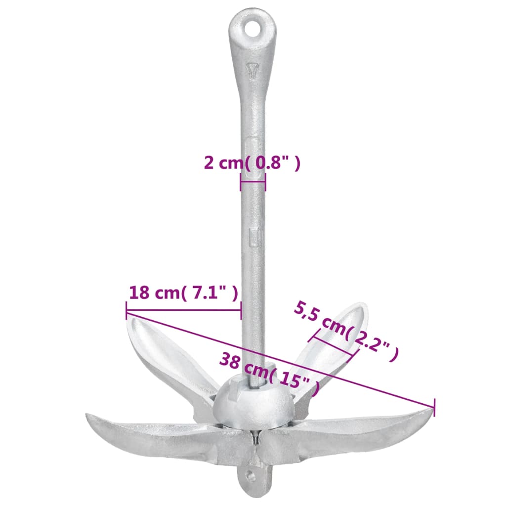 Ancora Pieghevole Argento 4 kg in Ghisa Zincata a Caldo | homemem39