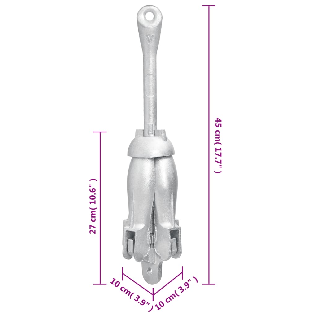 Ancora Pieghevole con Corda Argento 4 kg Ghisa Zincata a Caldo - homemem39