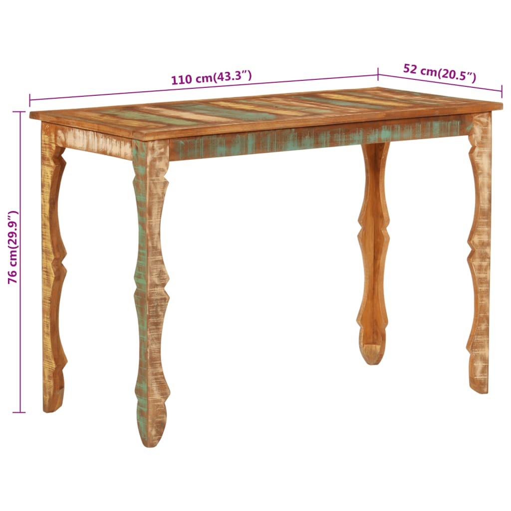 Tavolo da Pranzo 110x52x76 cm in Legno Massello di Recupero | homemem39