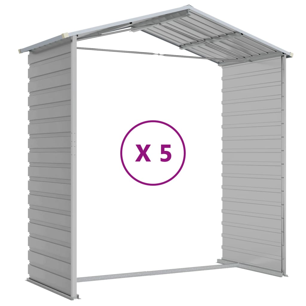 Capanno da Giardino Grigio Chiaro 191x470x198cm Acciaio Zincato - homemem39