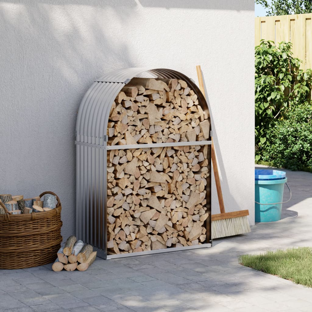 Portaceppi Argento 80x45x120 cm in Acciaio Zincato - homemem39