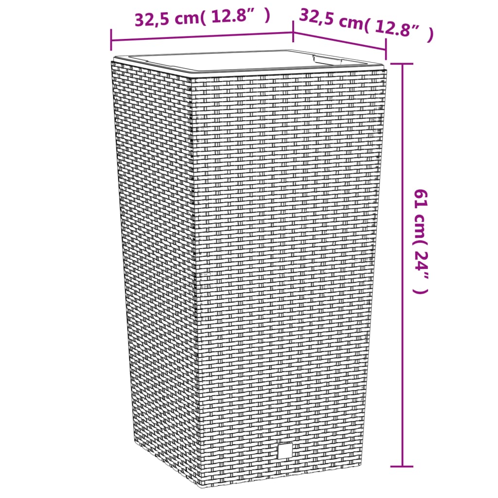 Fioriera con Interno Rimovibile Antracite 21 / 49 L PP Rattan | homemem39