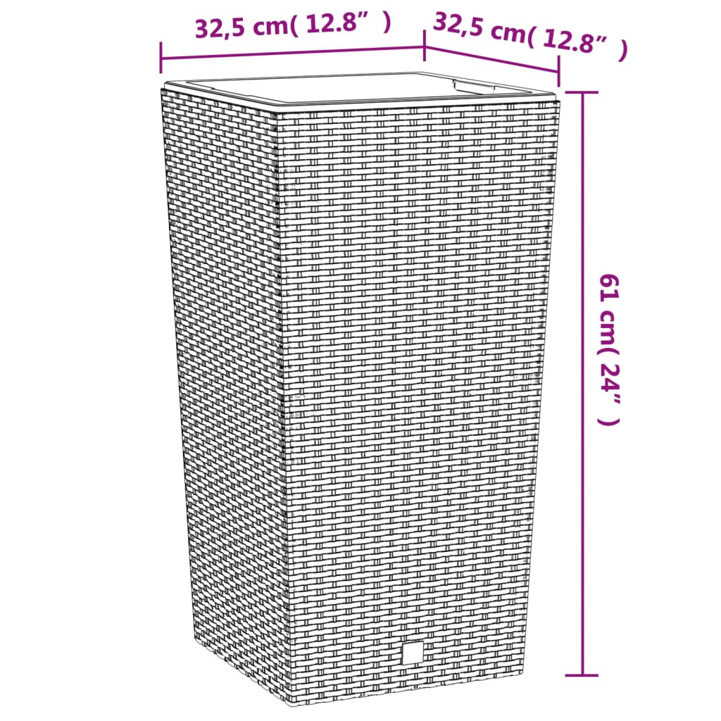 Fioriera con Interno Rimovibile Marrone 21 / 49 L PP Rattan | homemem39
