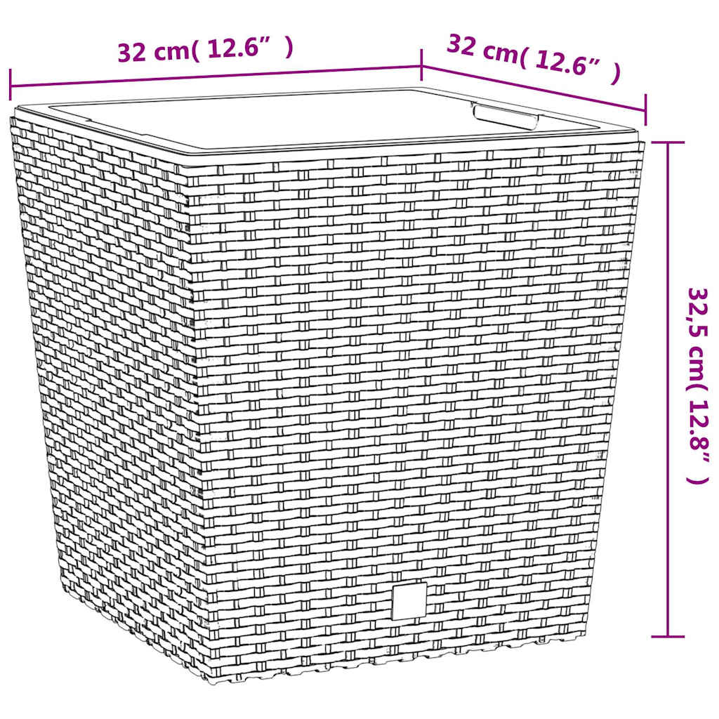 Fioriera con Interno Rimovibile Marrone 21 / 32 L PP Rattan | homemem39