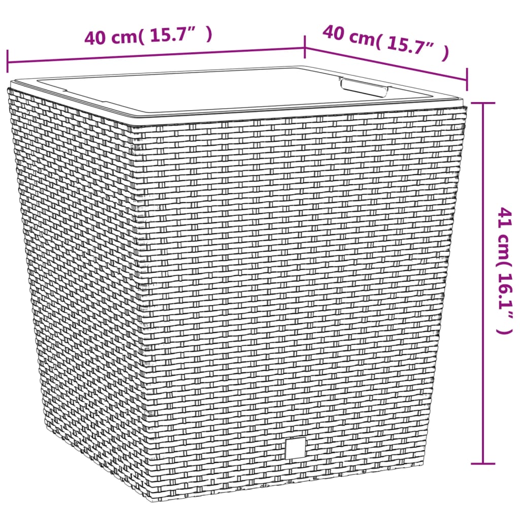Fioriera con Interno Rimovibile Antracite 37 / 64 L PP Rattan | homemem39