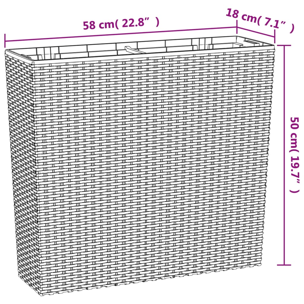 Fioriera con Interno Rimovibile Antracite 12 / 44 L PP Rattan | homemem39