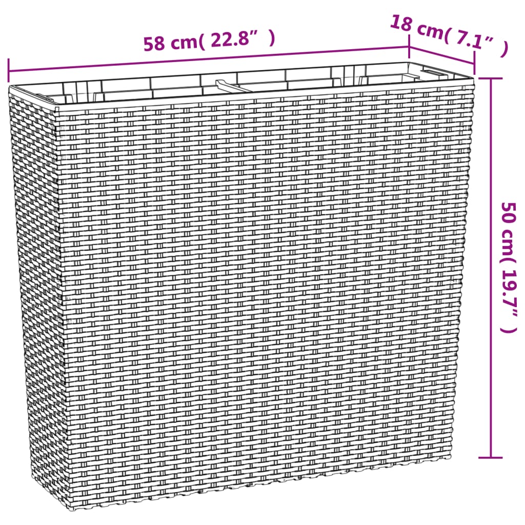 Fioriera con Interno Rimovibile Marrone 12 / 44 L PP Rattan | homemem39