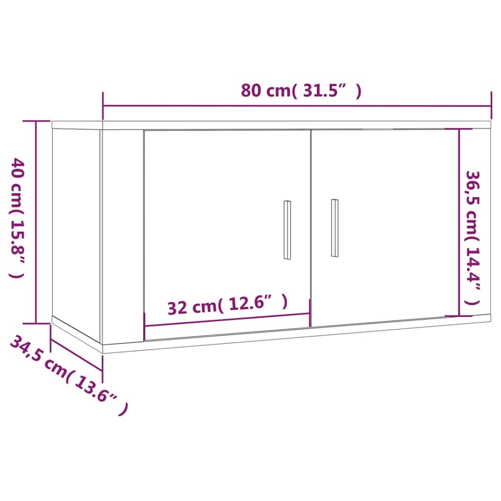 Set di Mobili Porta TV 2 pz Bianco in Legno Multistrato