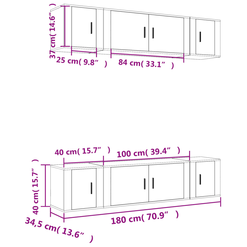 Set di Mobili Porta TV 6 pz Bianco in Legno Multistrato