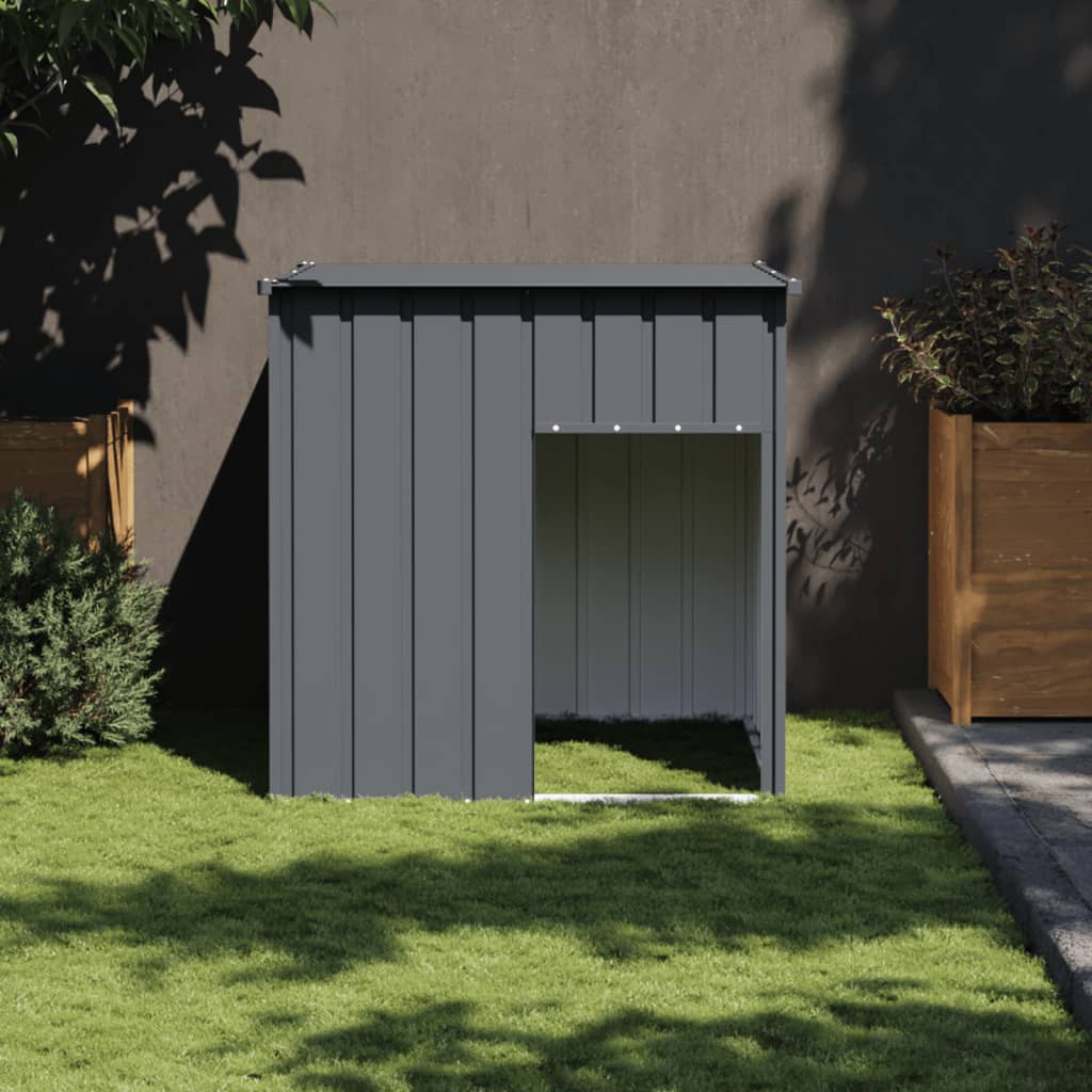 Casetta Cani con Tetto Antracite 110x103x109 cm Acciaio Zincato - homemem39