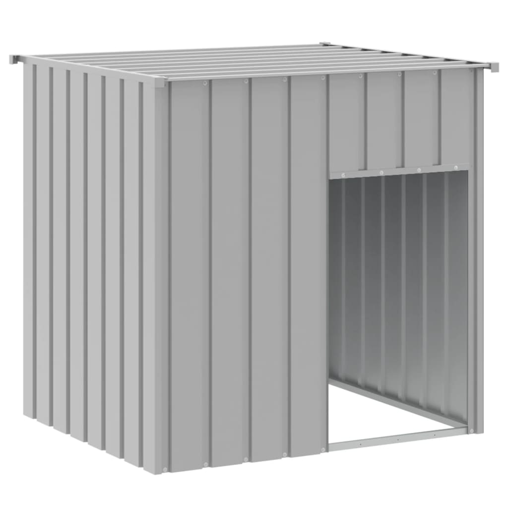 Casetta Cani Tetto Grigio Chiaro 110x103x109 cm Acciaio Zincato - homemem39
