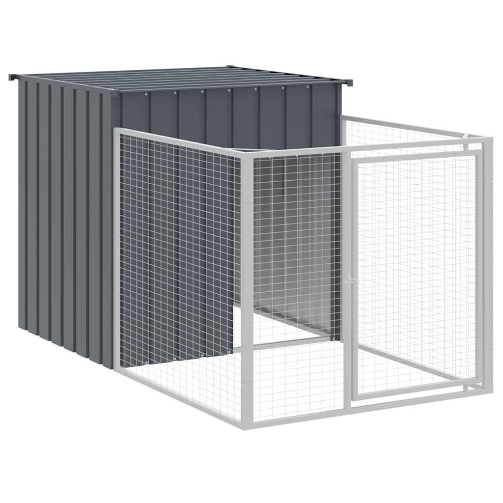 Casetta Cani con Corsa Antracite 110x201x110 cm Acciaio Zincato - homemem39